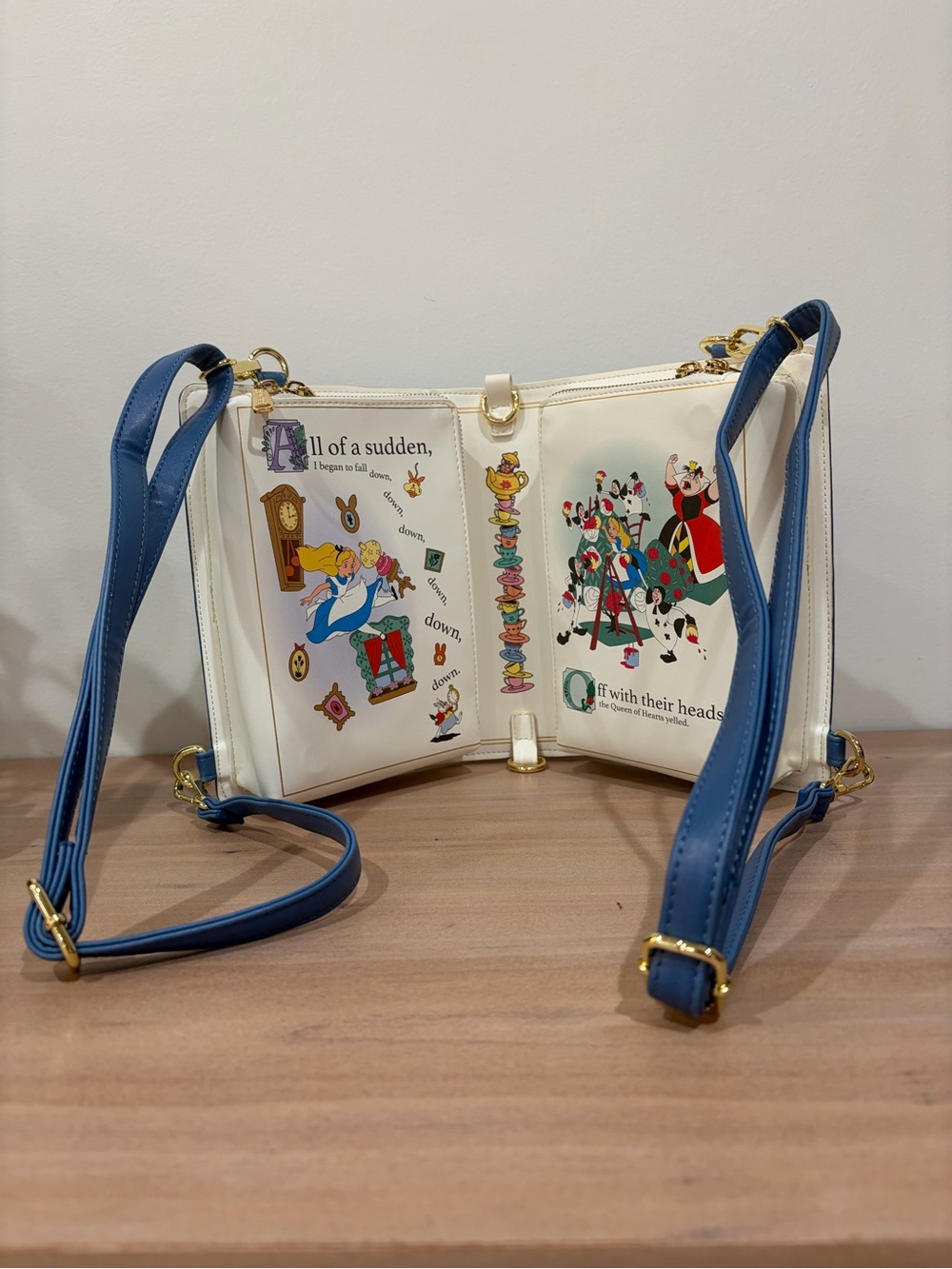 Disney Loungefly Alice in Wonderland Blue Book Crossbody Bag/Backpack - Picture 8 of 9